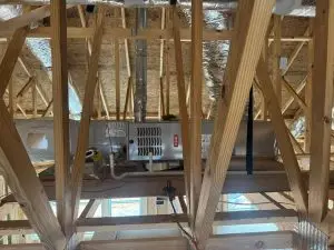 New air handler and ductwork in an attic